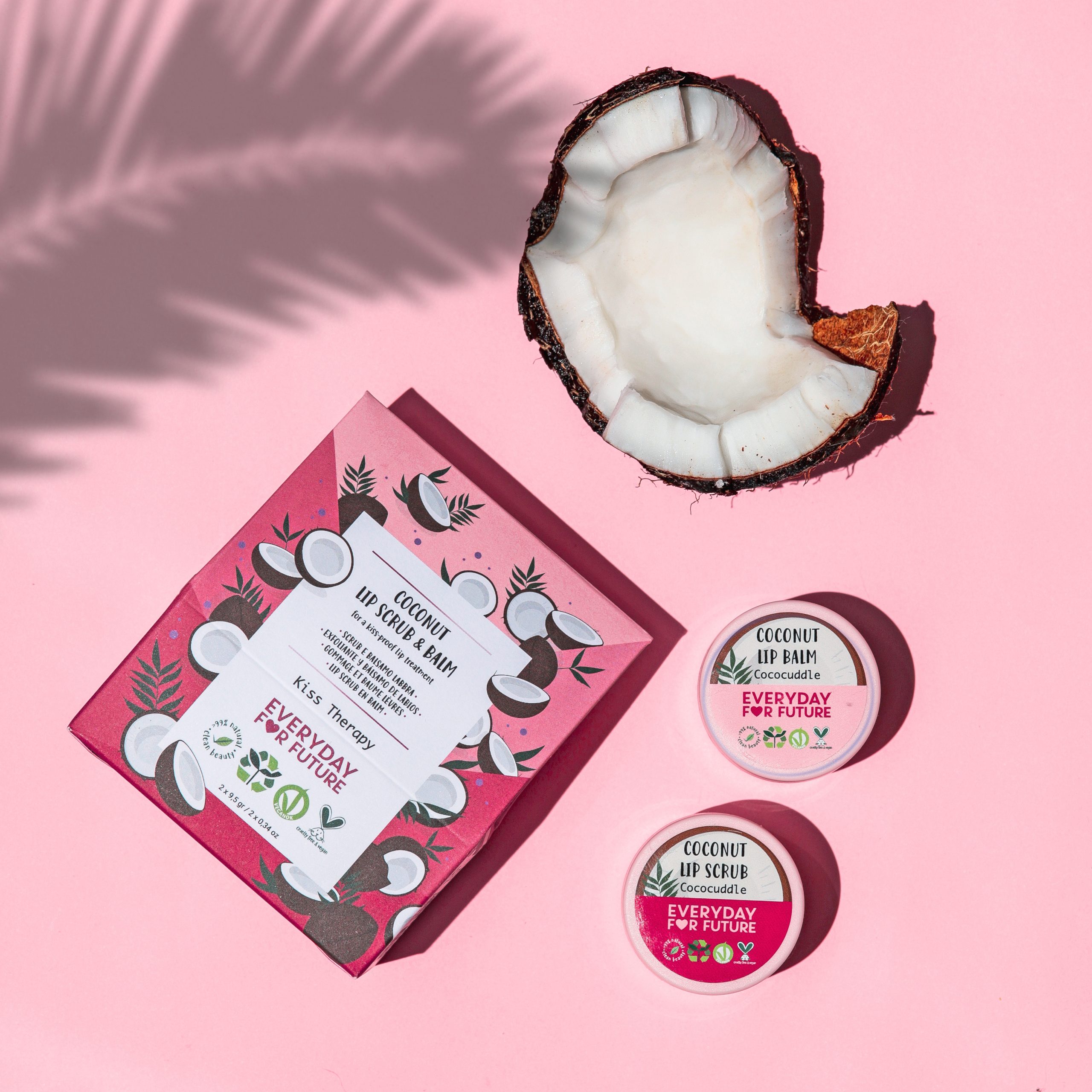 Trattamento labbra lip scrub e lip balm Cococuddle con estratti olio di cocco