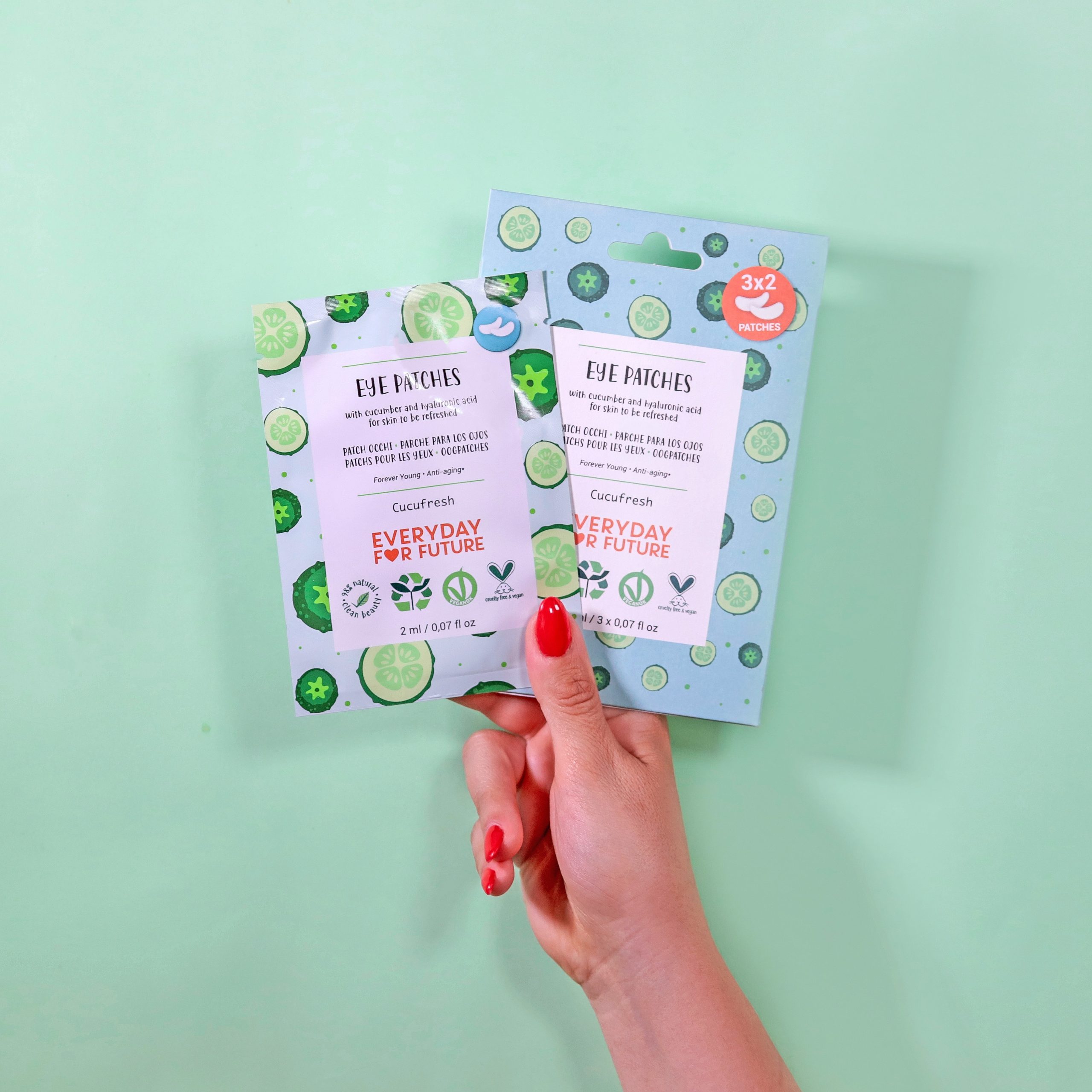 Trattamento mensile 3 paia di Patch Occhi rinfrescanti Cucufresh con Acido Ialuronico ed estratto di cetriolo