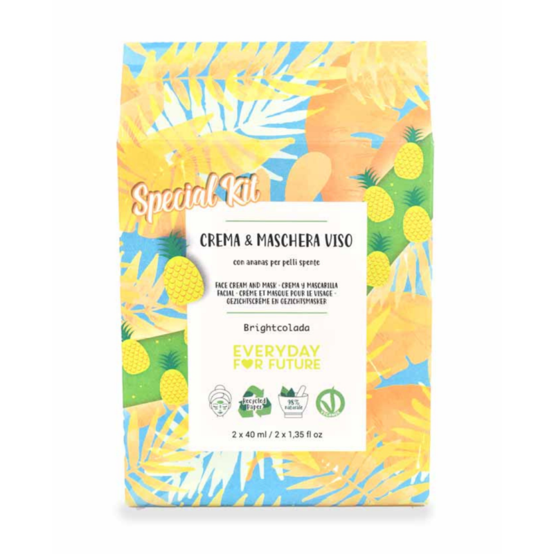 Special kit Brightcolada: crema e Maschera Viso all'ananas