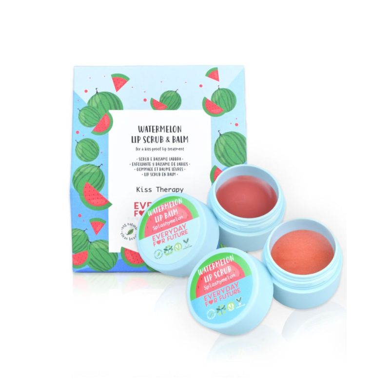 Trattamento labbra lip scrub e lip balm con estratto di anguria